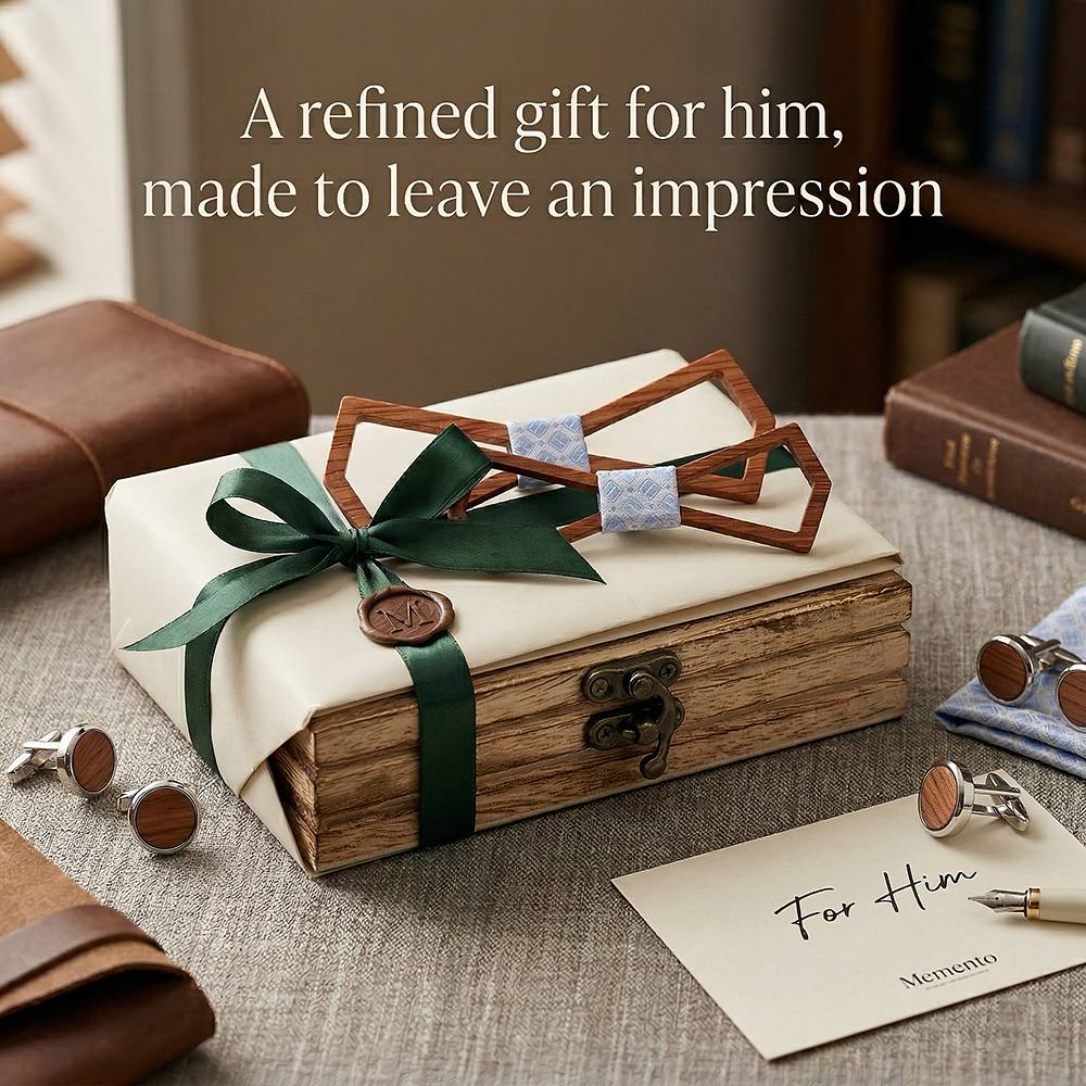 M446 M446  Father & Son Bow Tie Set, Walnut — view 8