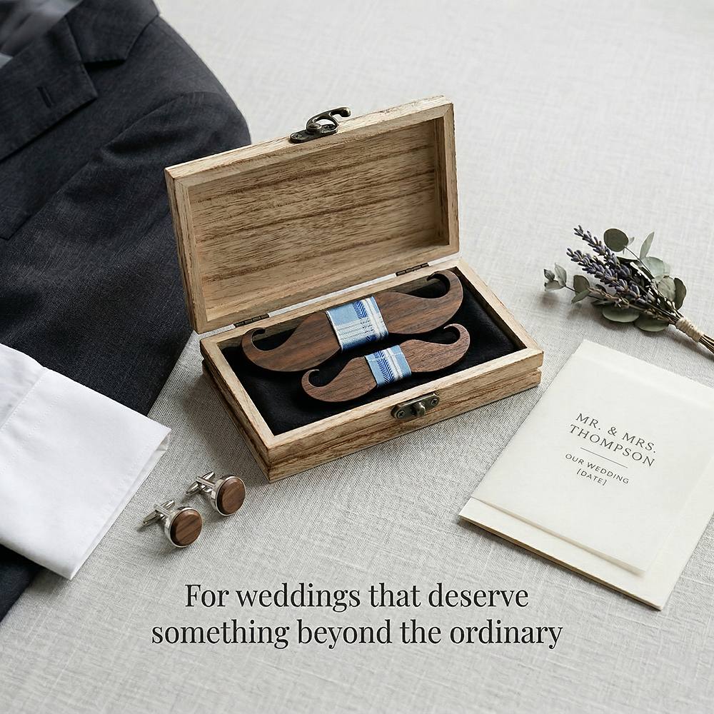 M447 M447  Mustache Shape Bow Tie Set, Walnut — view 10