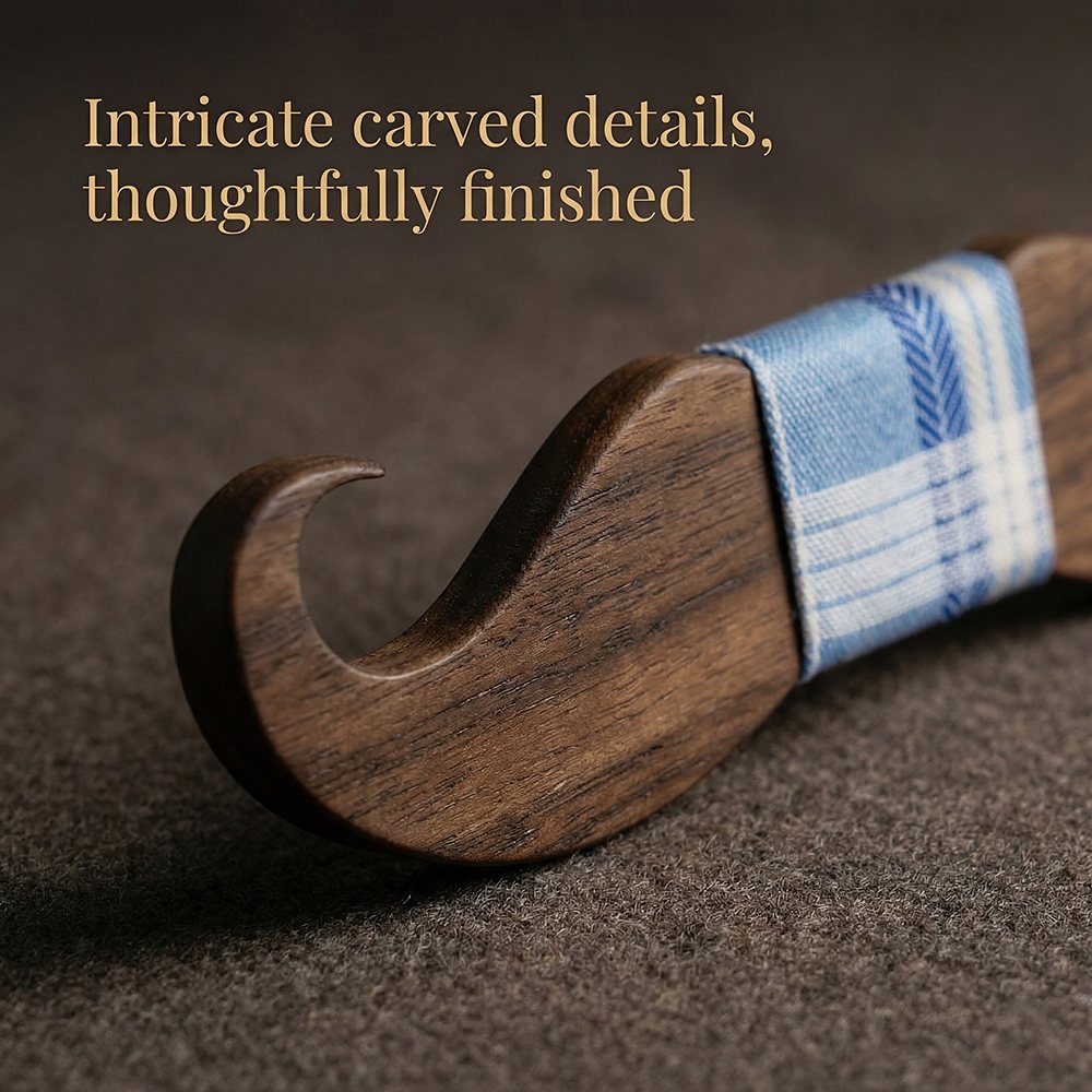 M447 M447  Mustache Shape Bow Tie Set, Walnut — view 2