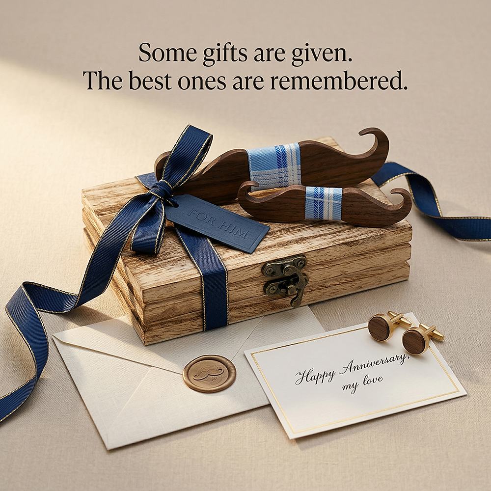 M447 M447  Mustache Shape Bow Tie Set, Walnut — view 5