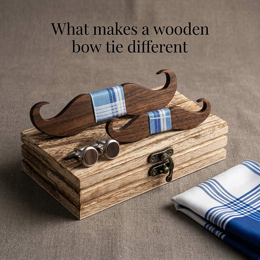 M447 M447  Mustache Shape Bow Tie Set, Walnut — view 7