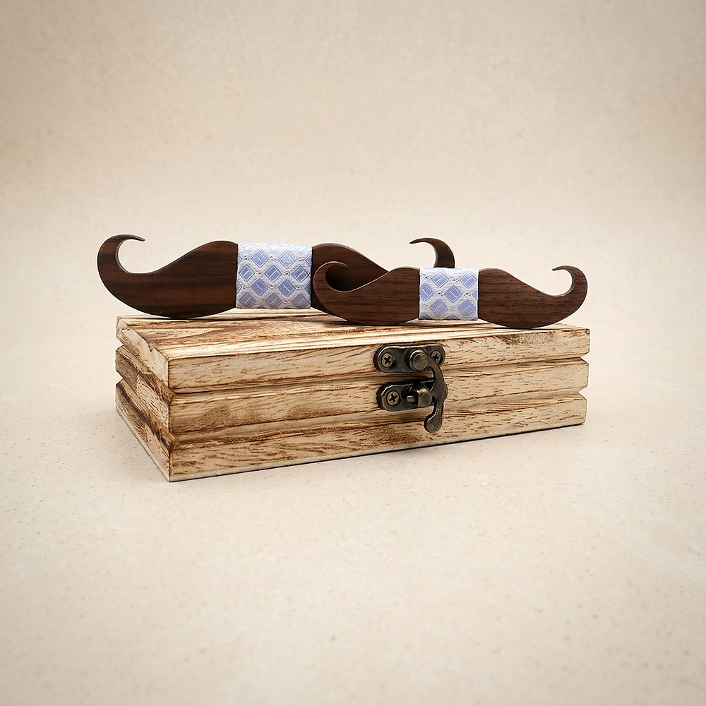 M447 M447  Mustache Shape Bow Tie Set, Walnut — colour C3