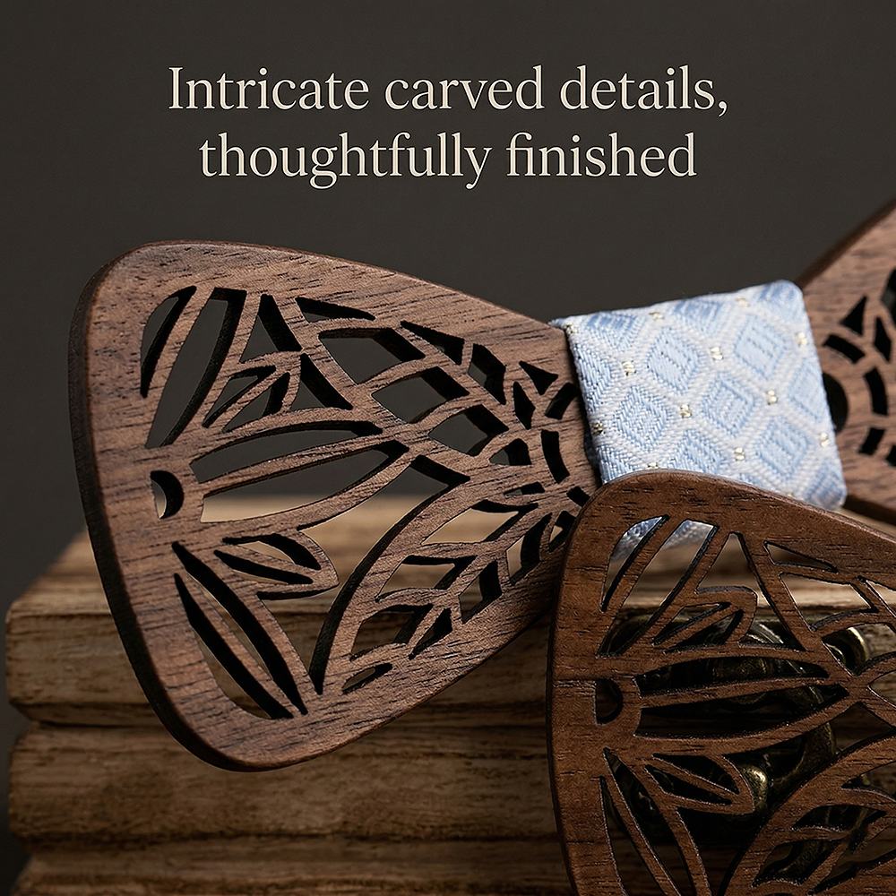 M448 M448  Leaf Cutout Bow Tie Set, Walnut — view 2