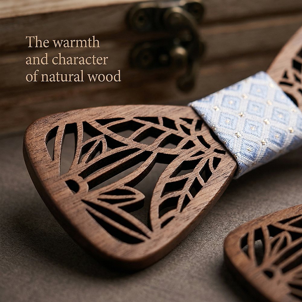 M448 M448  Leaf Cutout Bow Tie Set, Walnut — view 4