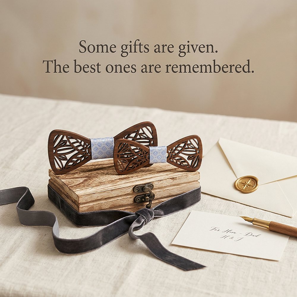 M448 M448  Leaf Cutout Bow Tie Set, Walnut — view 6