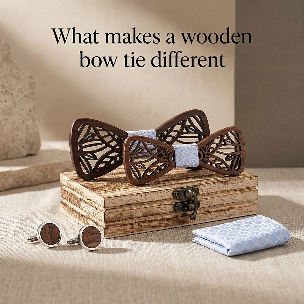M448 M448  Leaf Cutout Bow Tie Set, Walnut — view 8