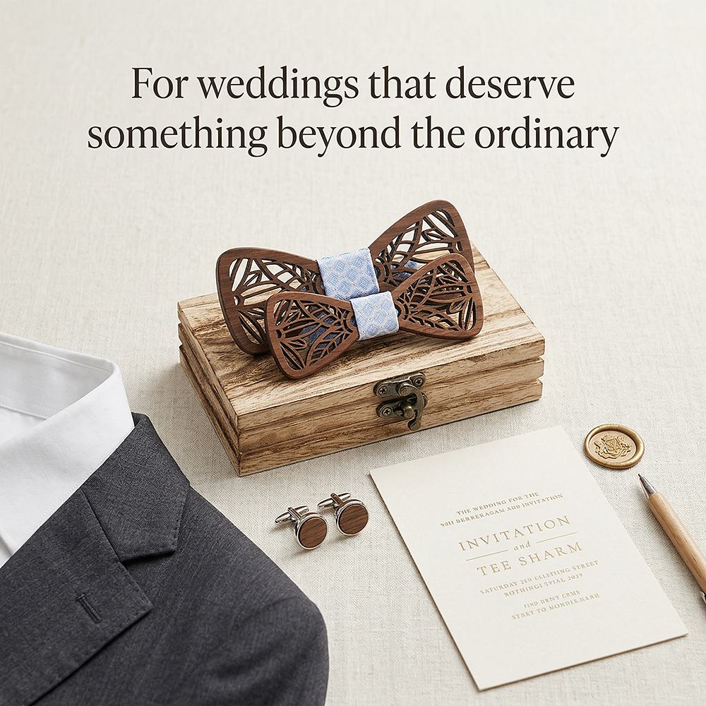 M448 M448  Leaf Cutout Bow Tie Set, Walnut — view 9
