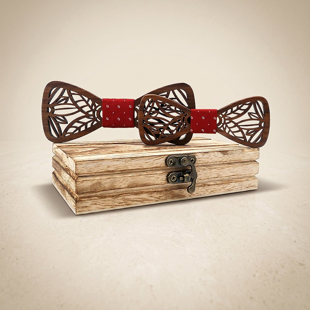 M448 M448  Leaf Cutout Bow Tie Set, Walnut — colour C2