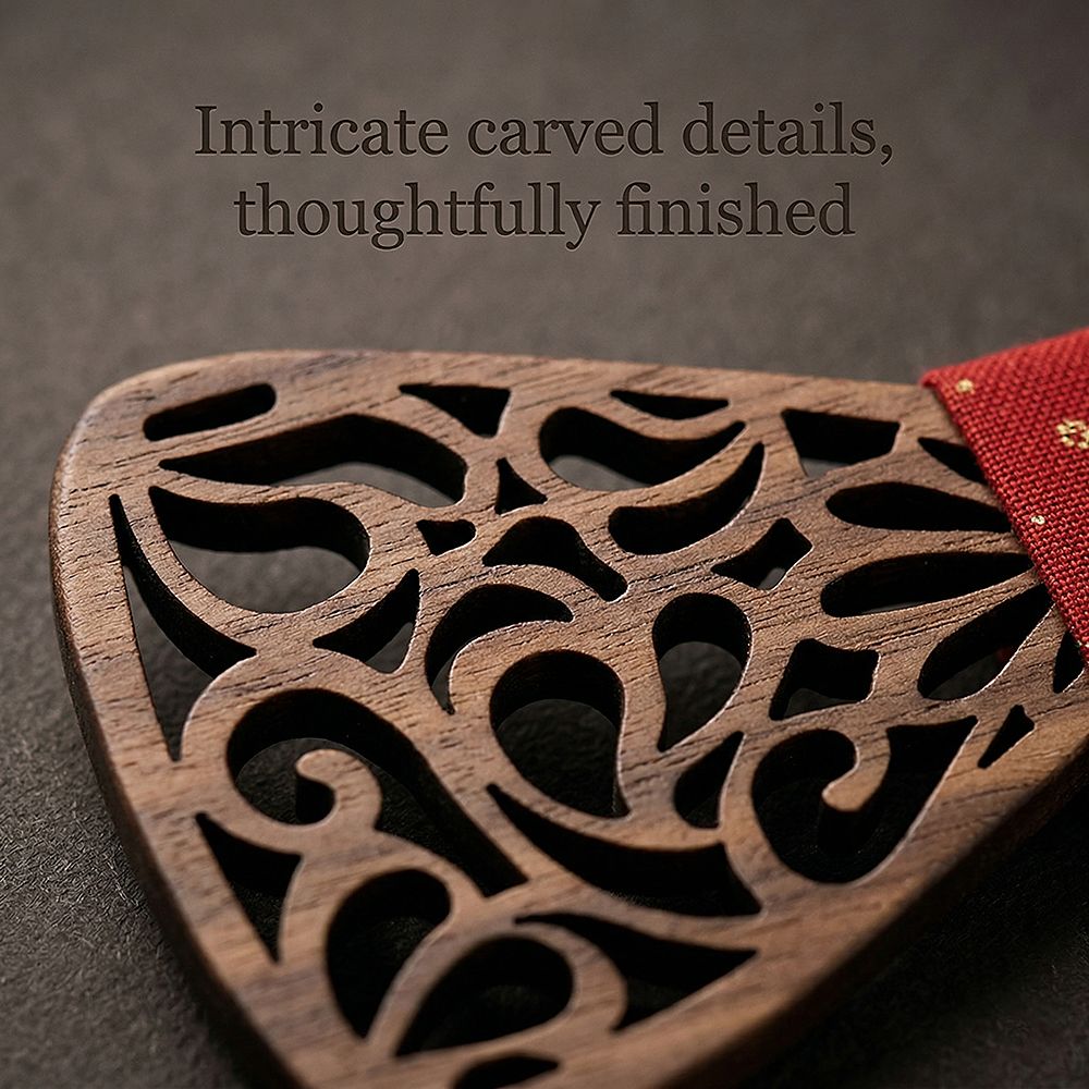 M449 M449  Paisley Scroll Cutout Bow Tie Set, Walnut — view 2