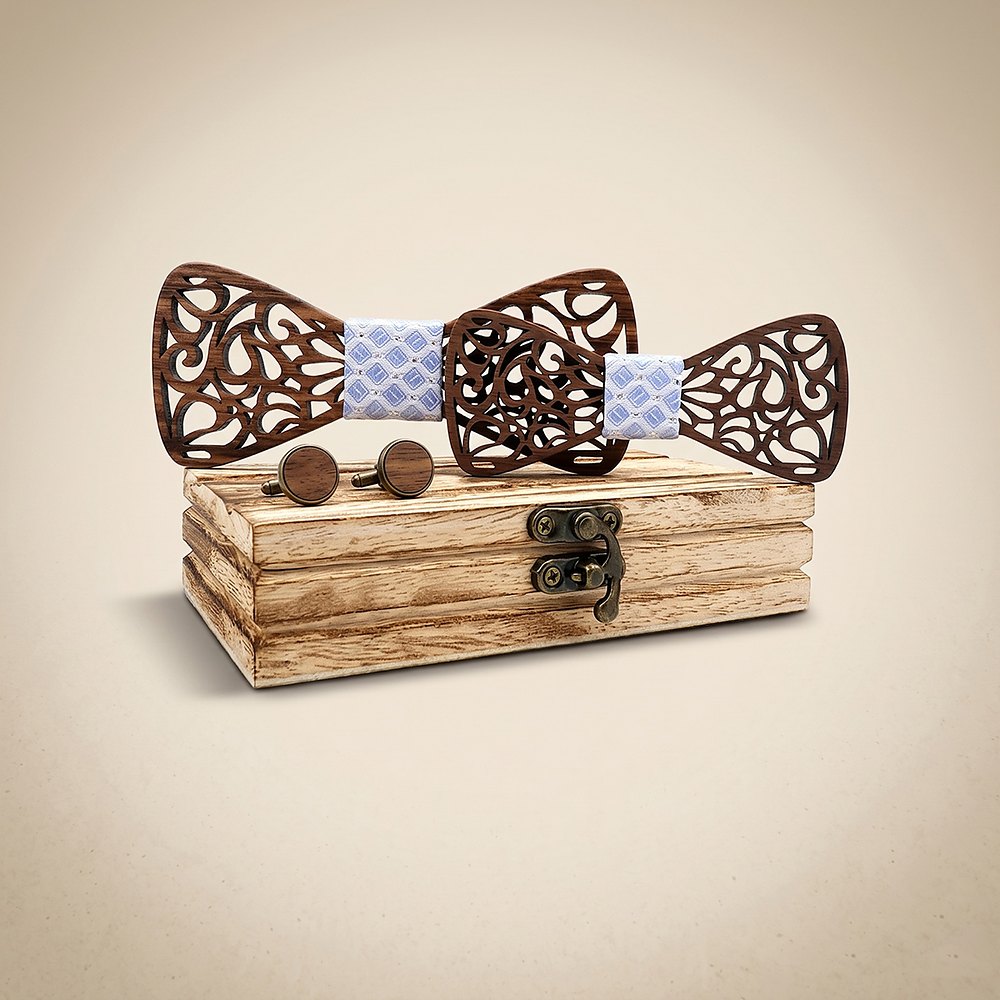 M449 M449  Paisley Scroll Cutout Bow Tie Set, Walnut — colour C1