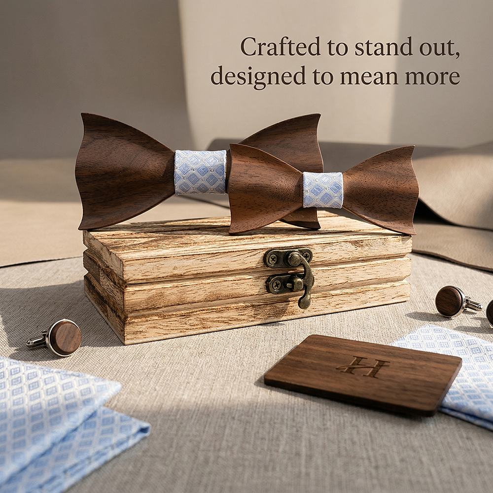 M450  Father & Son Bow Tie Set, Walnut