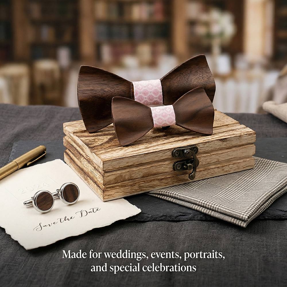 M452 M452  Father & Son Bow Tie Set, Walnut — view 4