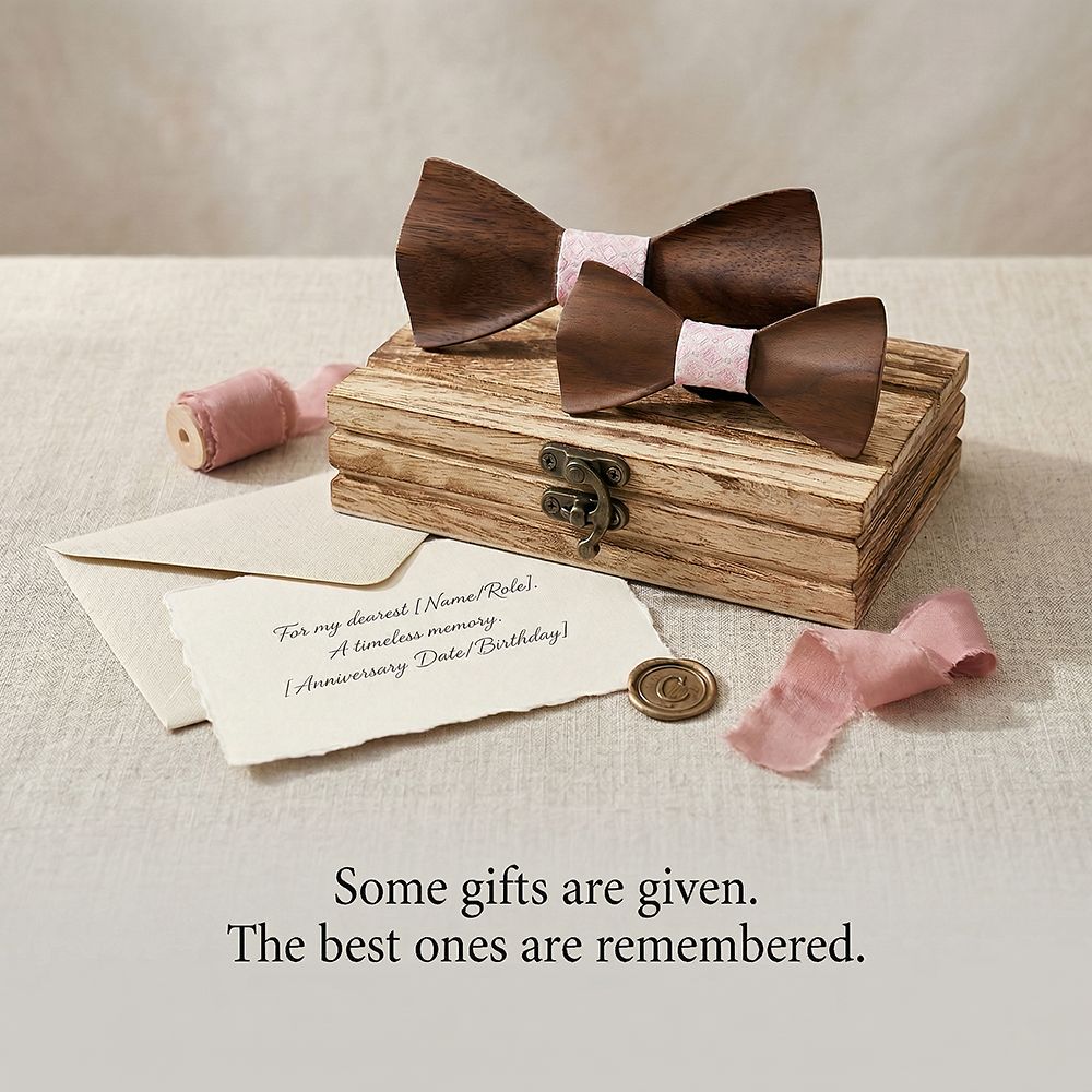 M452  Father & Son Bow Tie Set, Walnut