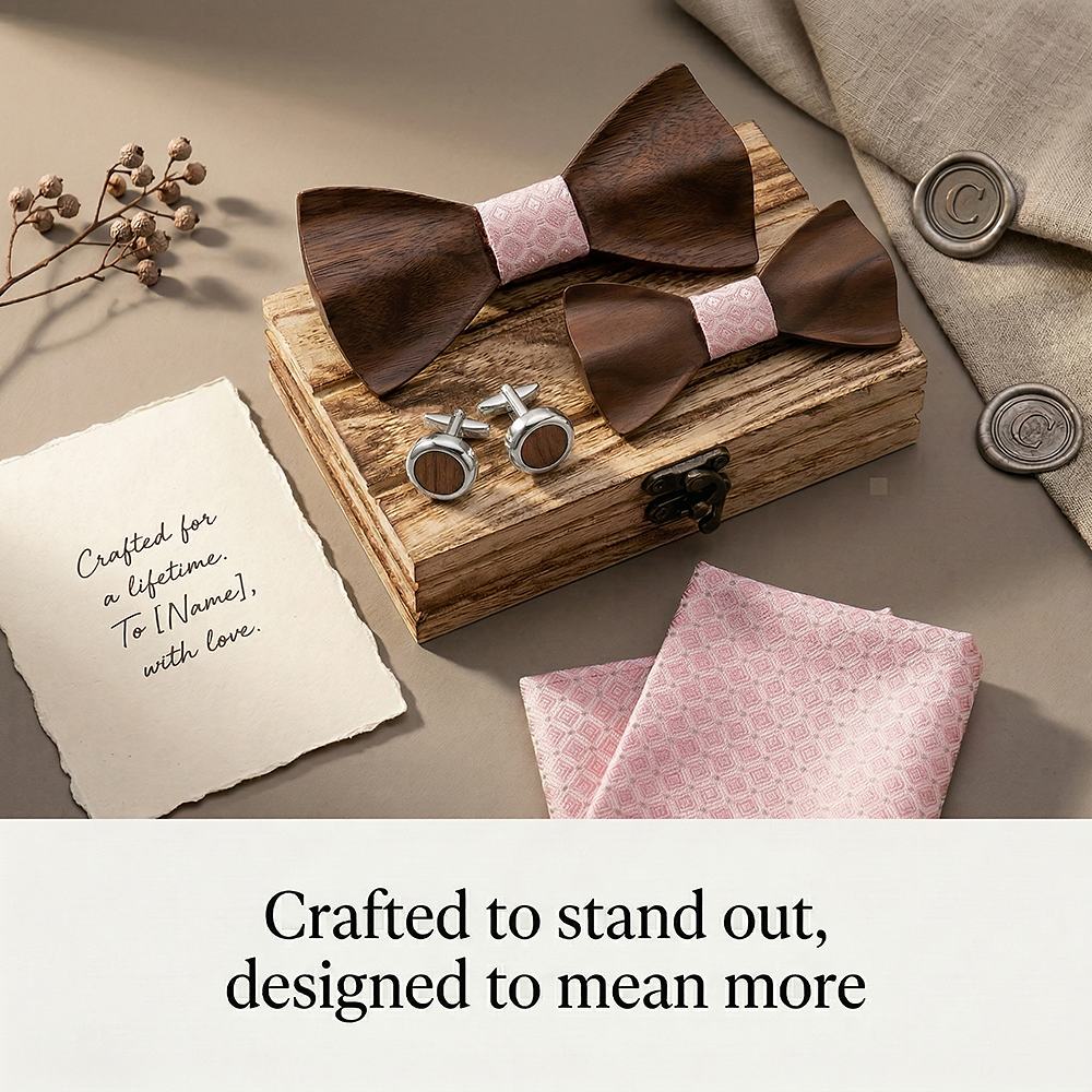 M452 M452  Father & Son Bow Tie Set, Walnut — view 7