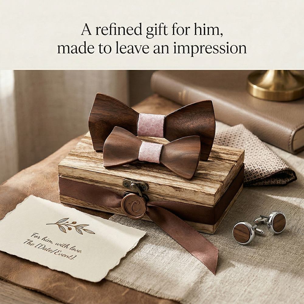 M452 M452  Father & Son Bow Tie Set, Walnut — view 8