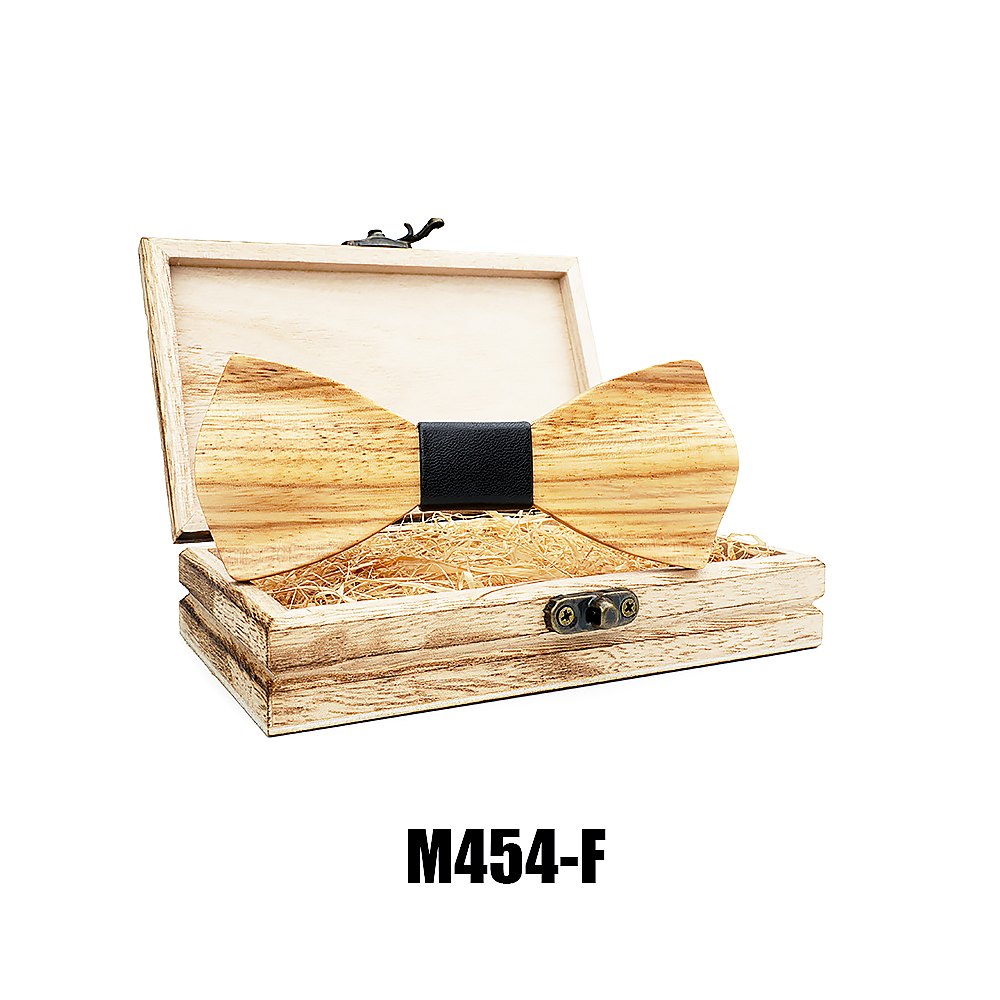 M454 M454  Solid Bow Tie with Gift Box, Zebrawood — view 6