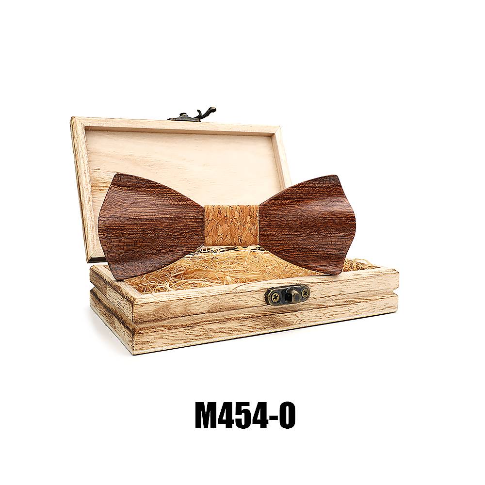 M454 M454  Solid Bow Tie with Gift Box, Zebrawood — colour O