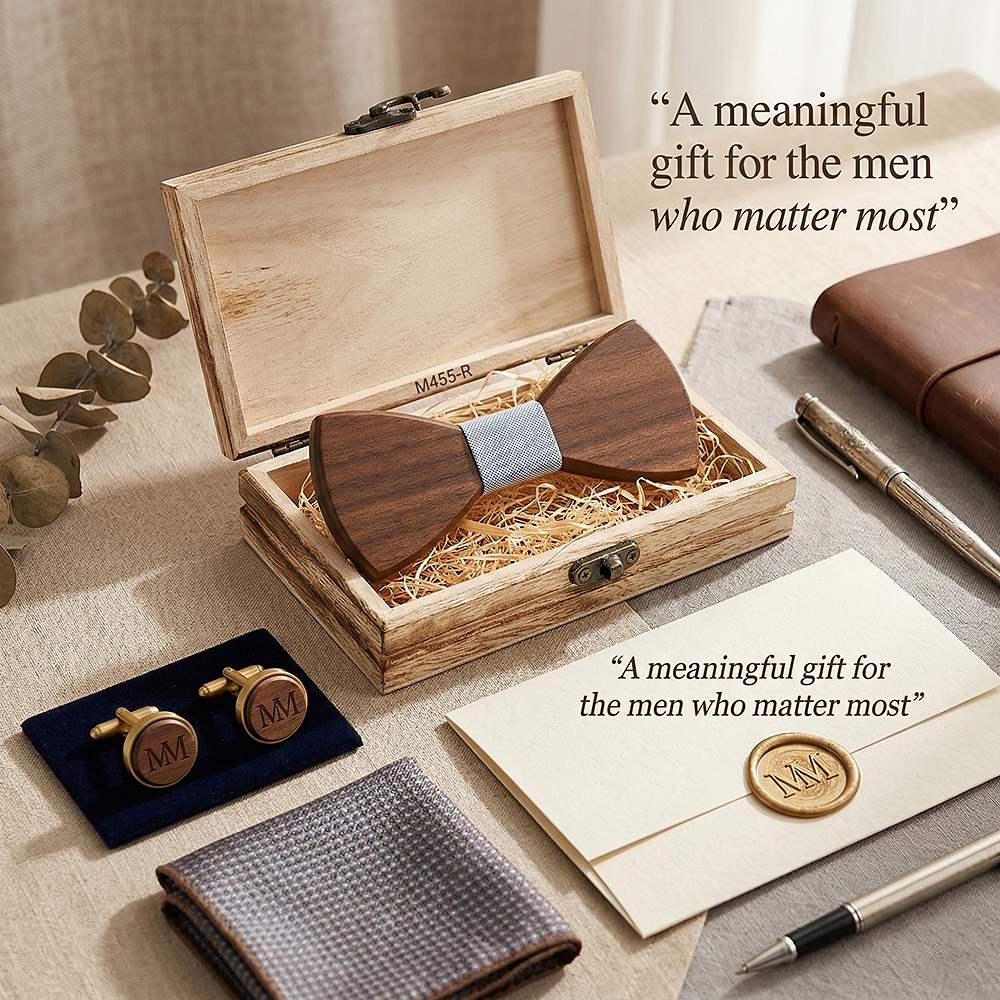 M455 M455  Solid Bow Tie with Gift Box, Zebrawood — view 4