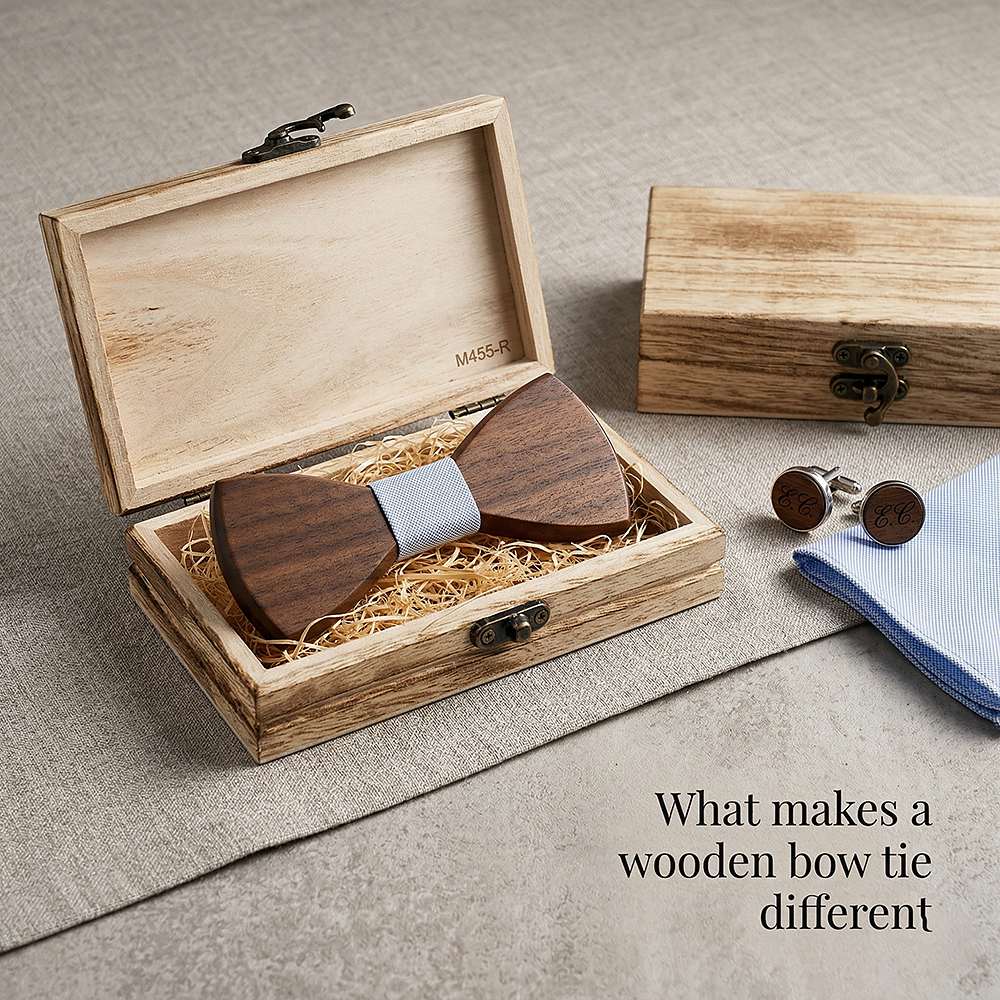 M455 M455  Solid Bow Tie with Gift Box, Zebrawood — view 9