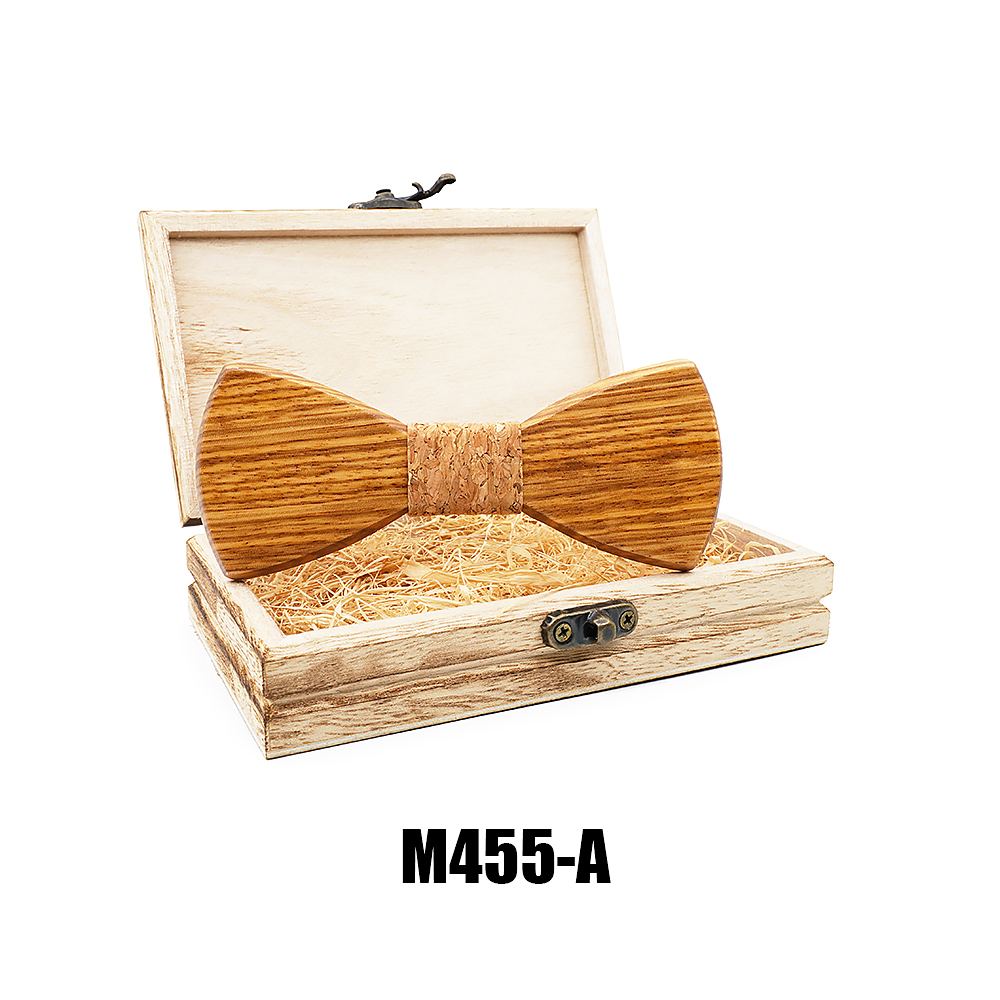M455 M455  Solid Bow Tie with Gift Box, Zebrawood — colour A