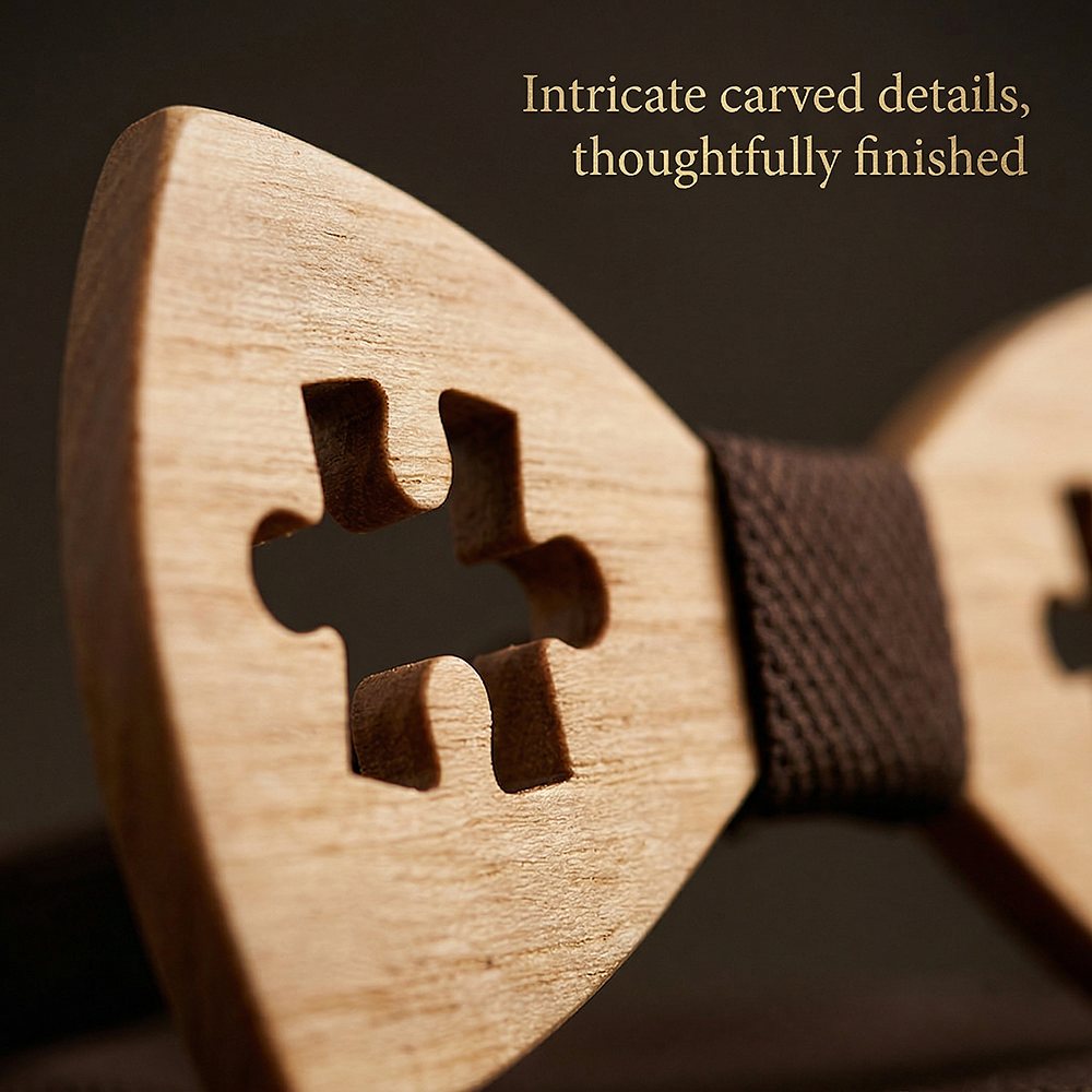 M457 M457  Puzzle Piece Cutout Bow Tie Set, Walnut — view 2