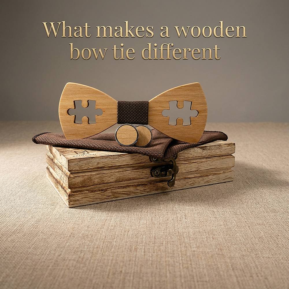 M457 M457  Puzzle Piece Cutout Bow Tie Set, Walnut — view 7