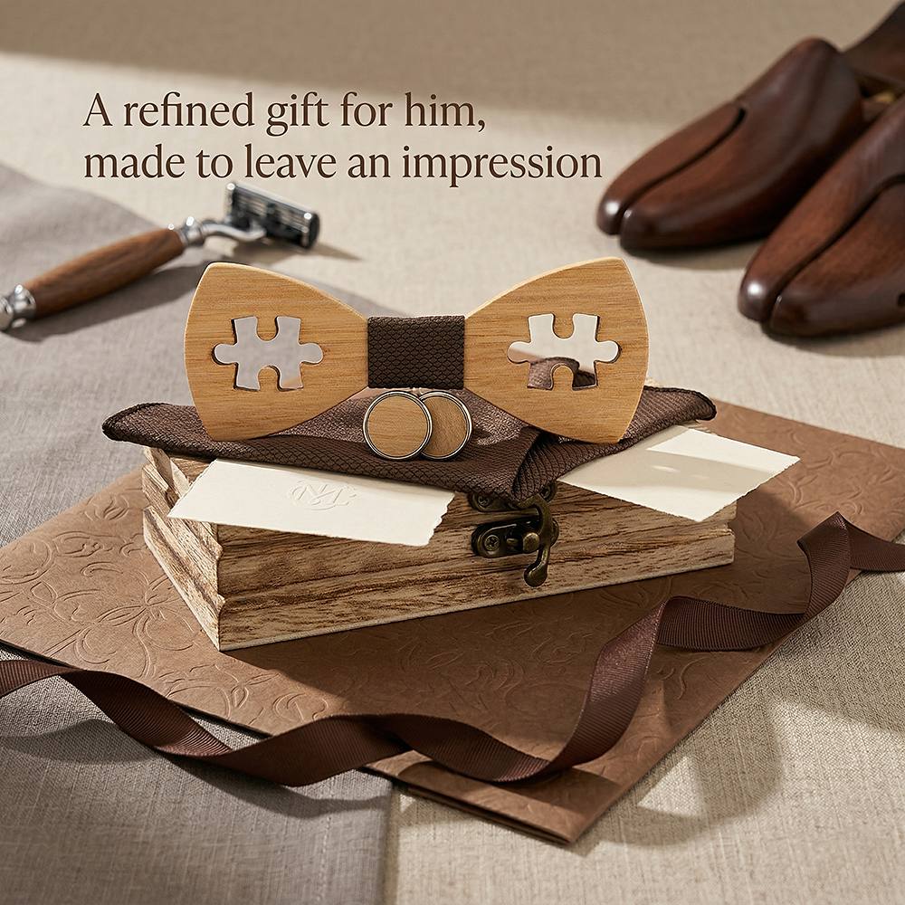 M457 M457  Puzzle Piece Cutout Bow Tie Set, Walnut — view 8