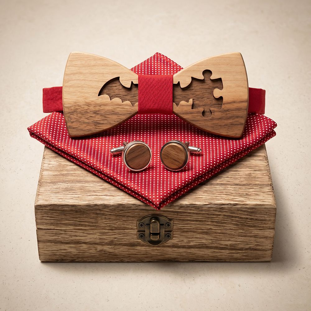 M457 M457  Puzzle Piece Cutout Bow Tie Set, Walnut — colour C1