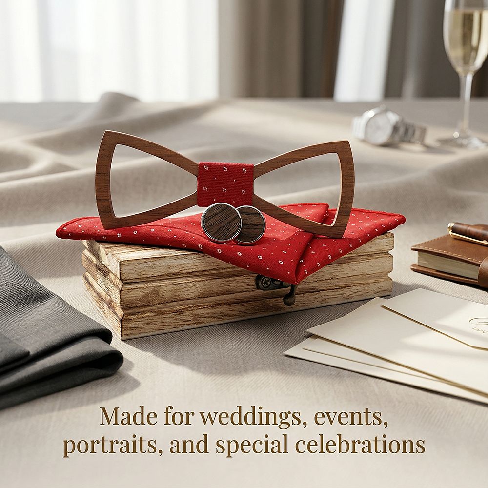 M458 M458  Open Frame Silhouette Bow Tie Set, Walnut — view 3