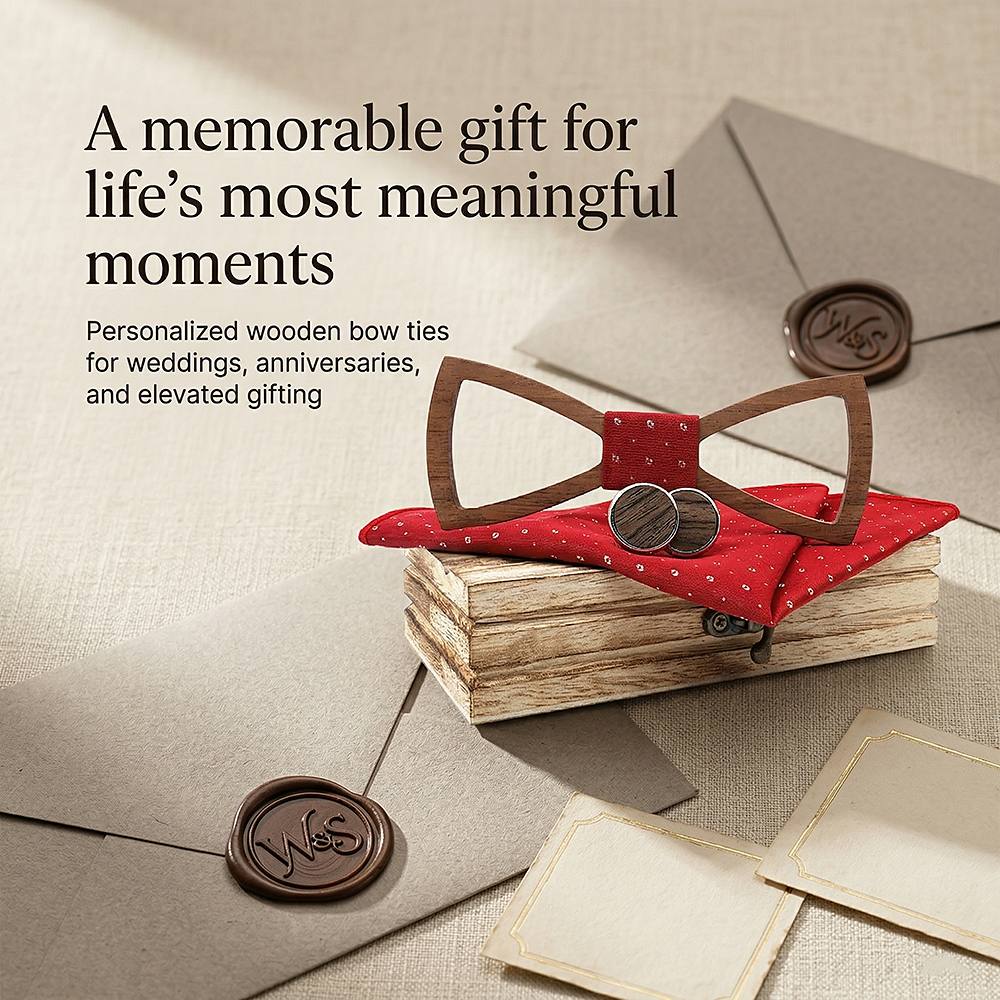 M458 M458  Open Frame Silhouette Bow Tie Set, Walnut — view 5