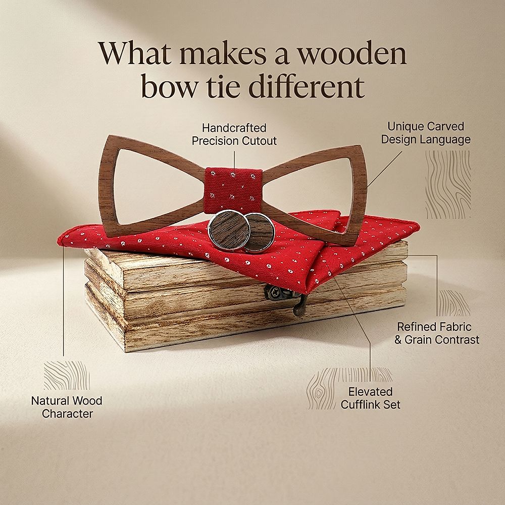 M458 M458  Open Frame Silhouette Bow Tie Set, Walnut — view 8