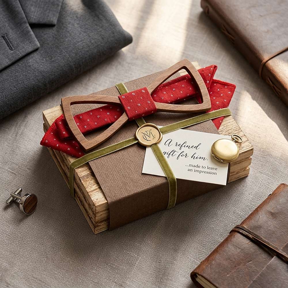 M458 M458  Open Frame Silhouette Bow Tie Set, Walnut — view 9