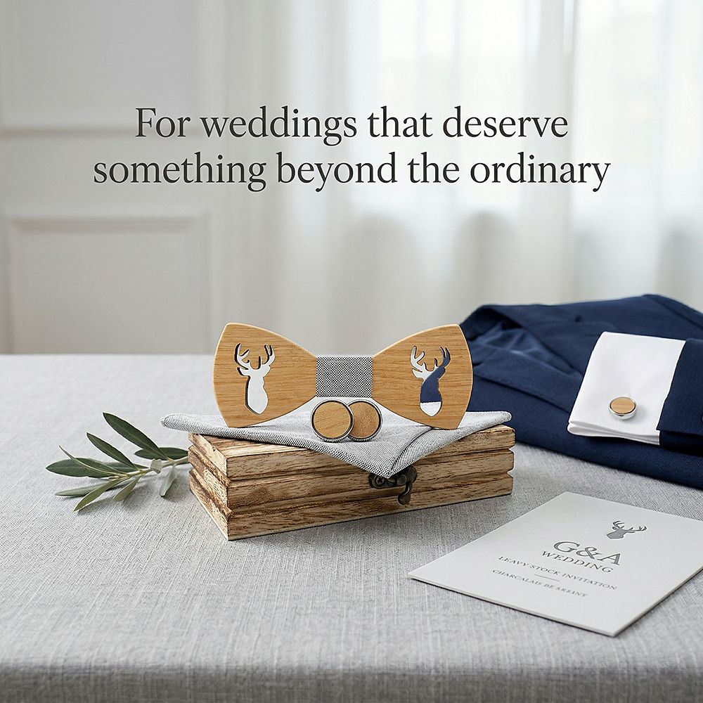 M459 M459  Deer Cutout Bow Tie Set, Maple — view 10