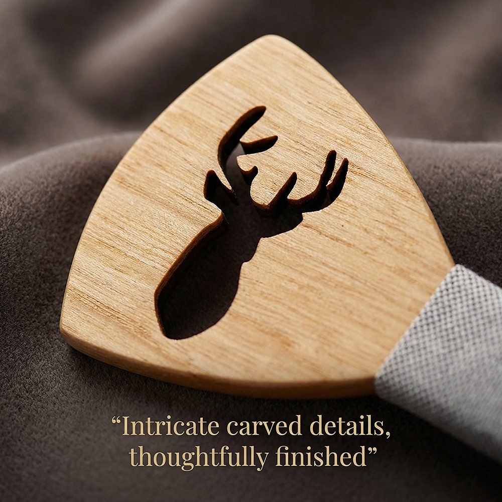M459 M459  Deer Cutout Bow Tie Set, Maple — view 2