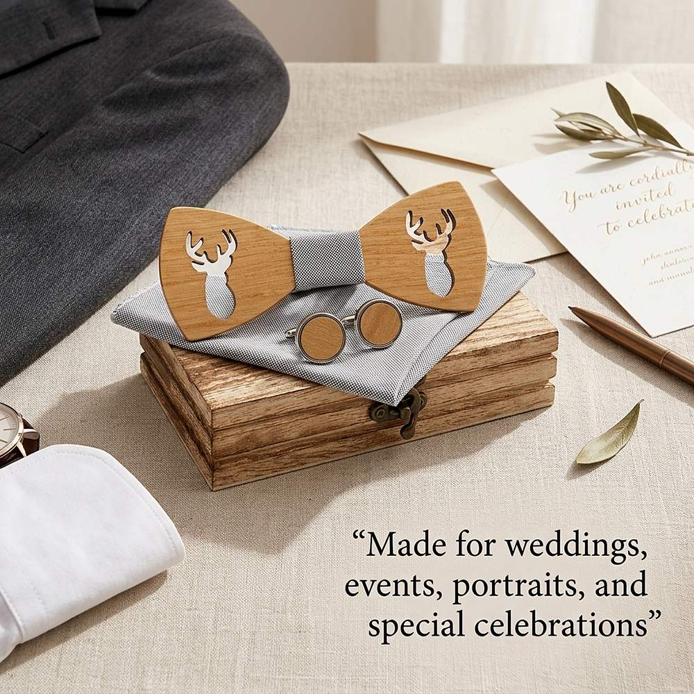 M459 M459  Deer Cutout Bow Tie Set, Maple — view 3