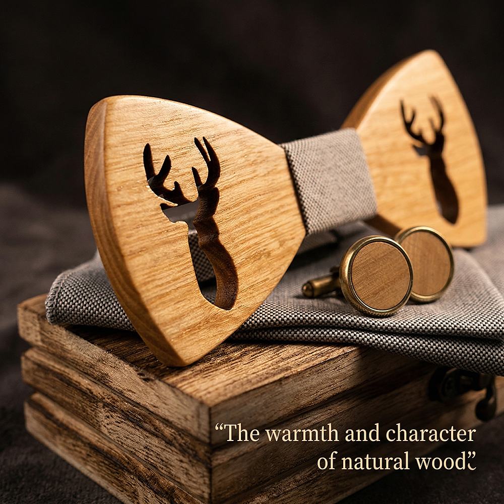 M459 M459  Deer Cutout Bow Tie Set, Maple — view 4