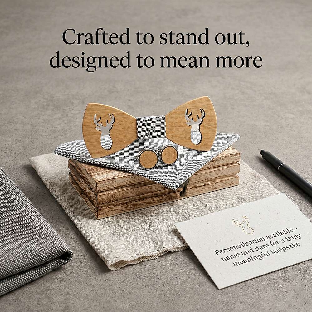M459 M459  Deer Cutout Bow Tie Set, Maple — view 7