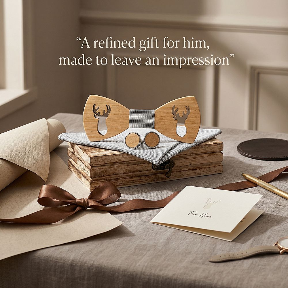 M459 M459  Deer Cutout Bow Tie Set, Maple — view 9