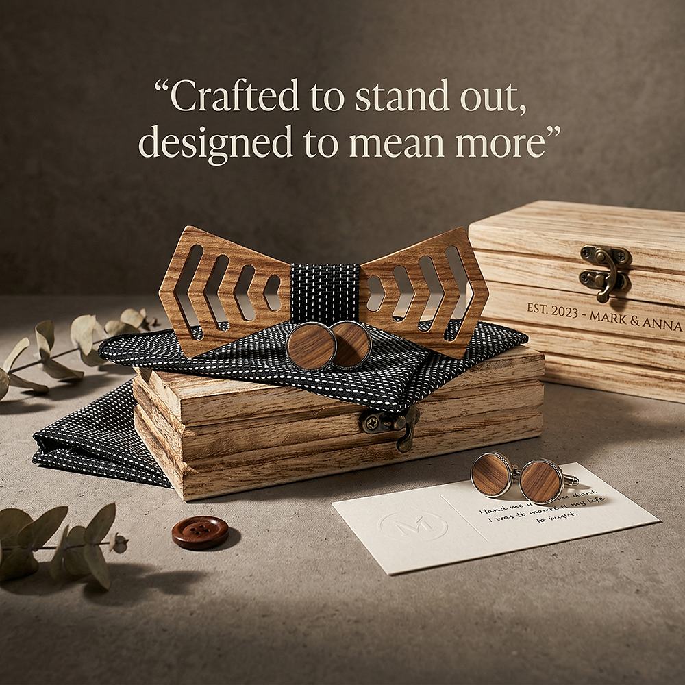 M460 M460  Chevron Arrow Bow Tie Set, Zebrawood — view 7