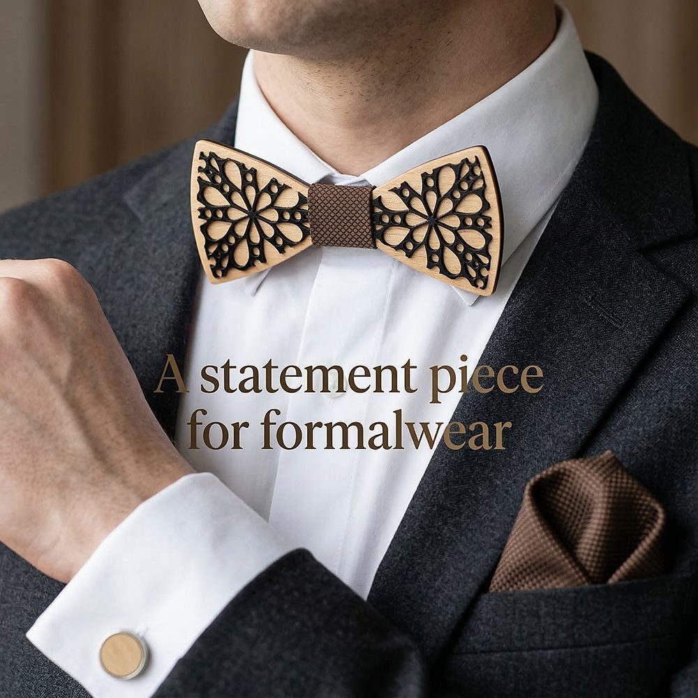 M461  Floral Petal Cutout Bow Tie Set, Maple