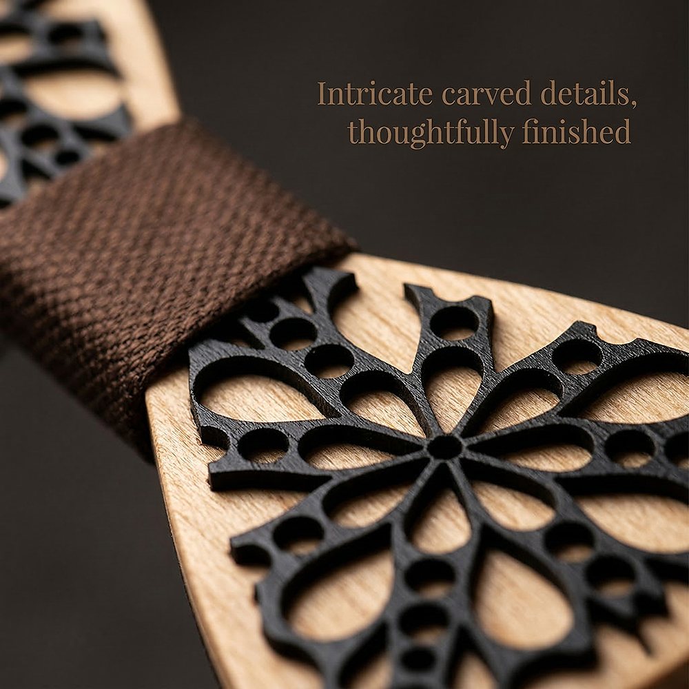 M461 M461  Floral Petal Cutout Bow Tie Set, Maple — view 2