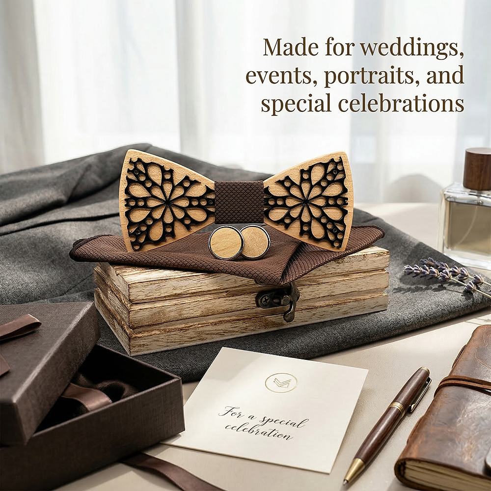 M461 M461  Floral Petal Cutout Bow Tie Set, Maple — view 3
