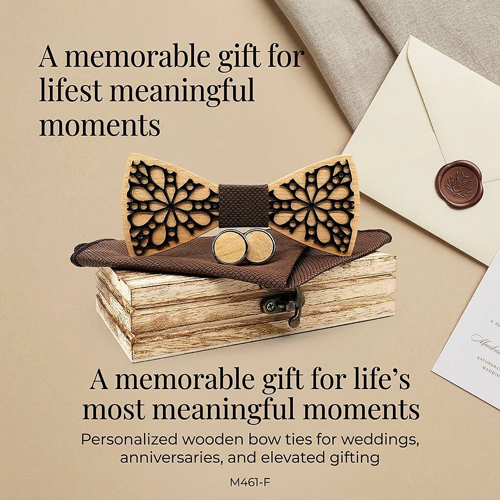 M461 M461  Floral Petal Cutout Bow Tie Set, Maple — view 5