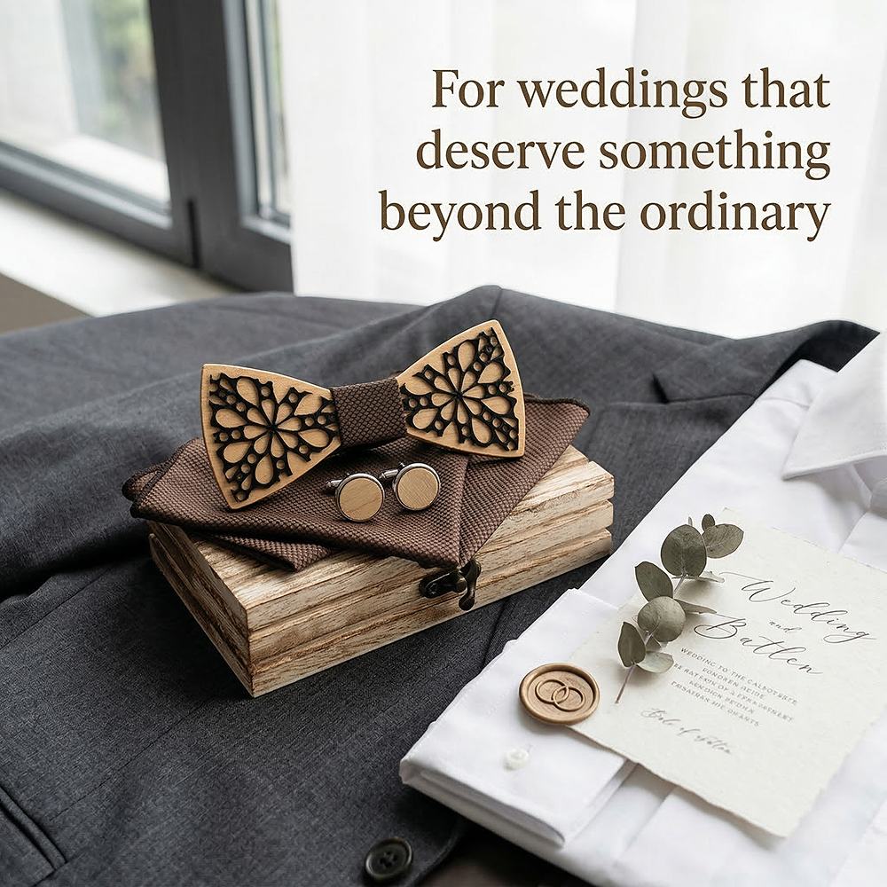 M461 M461  Floral Petal Cutout Bow Tie Set, Maple — view 9