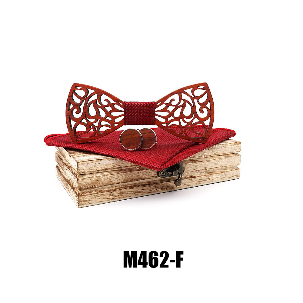M462 M462  Baroque Cutout Bow Tie Set, Rosewood — view 6
