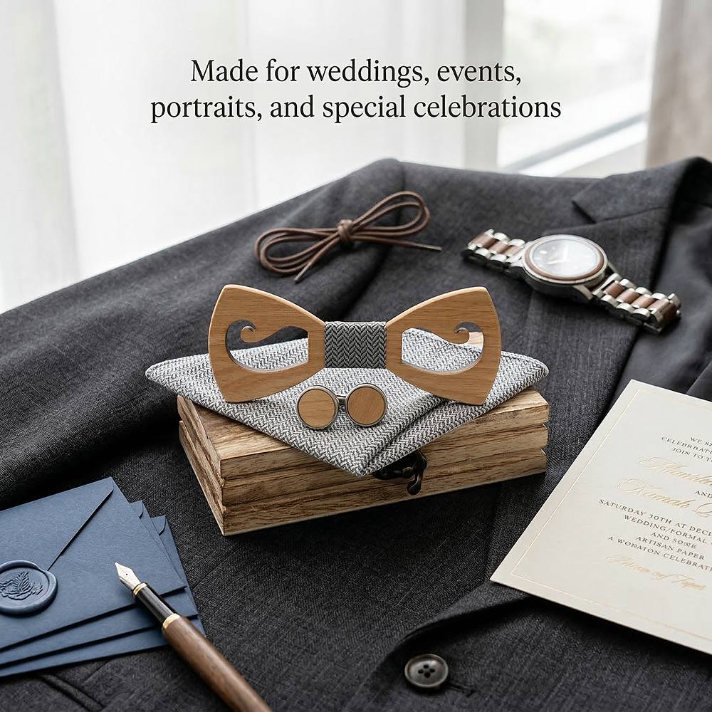 M463 M463  Mustache Cutout Bow Tie Set, Maple — view 3
