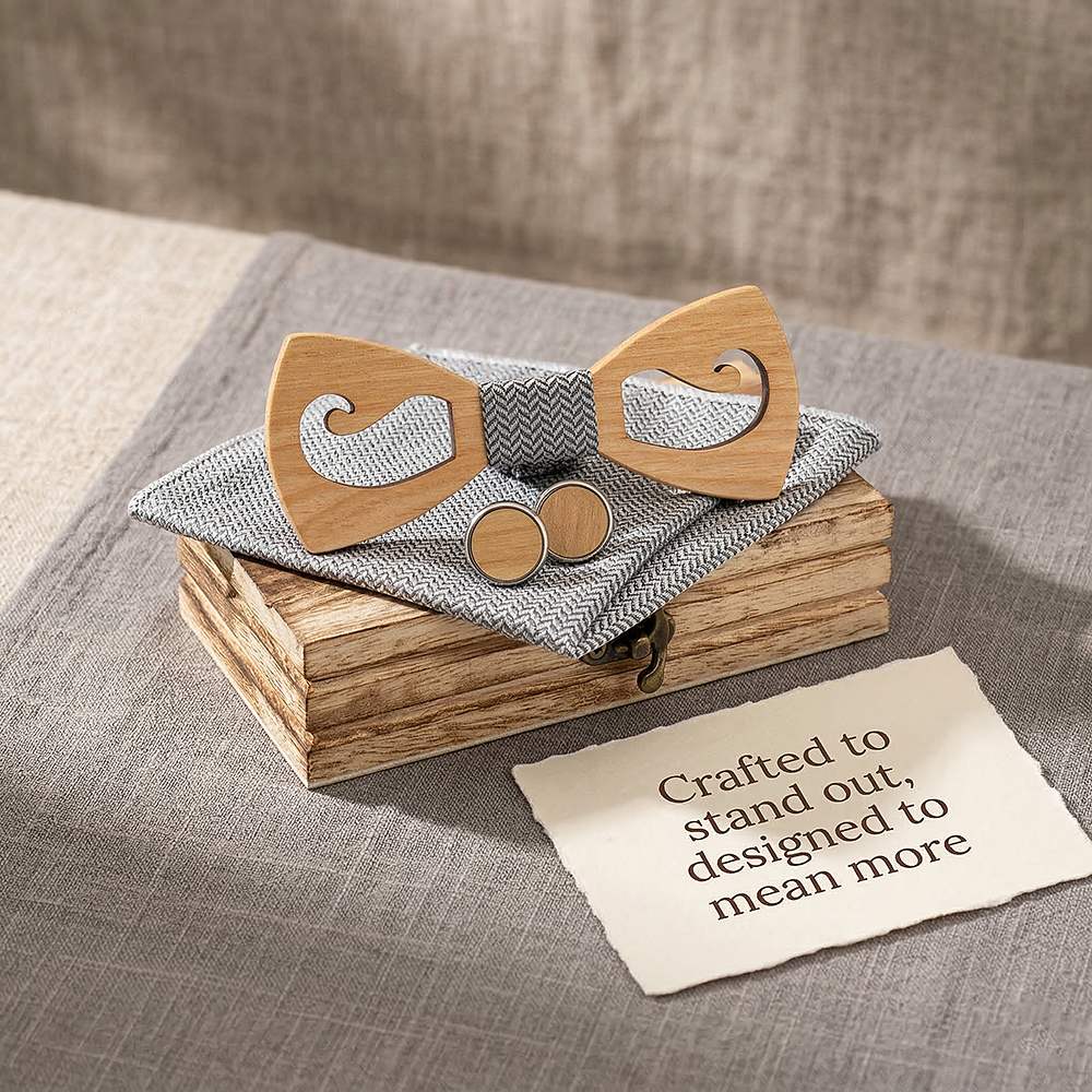 M463 M463  Mustache Cutout Bow Tie Set, Maple — view 7