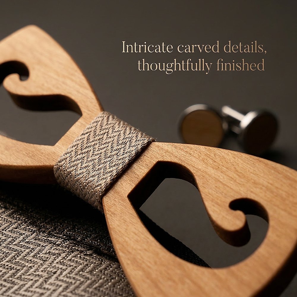 M464 M464  Mustache and Glasses Cutout Bow Tie Set, Walnut — view 10