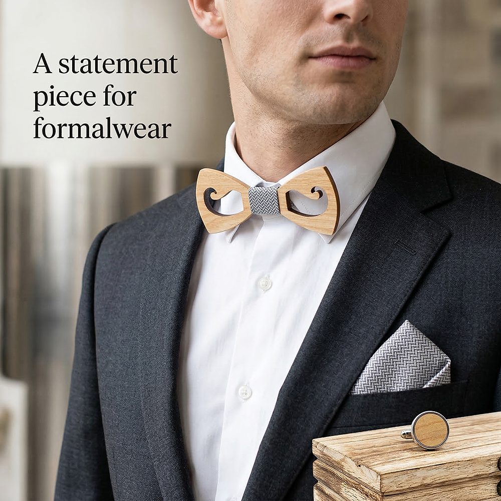 M464 M464  Mustache and Glasses Cutout Bow Tie Set, Walnut — view 9