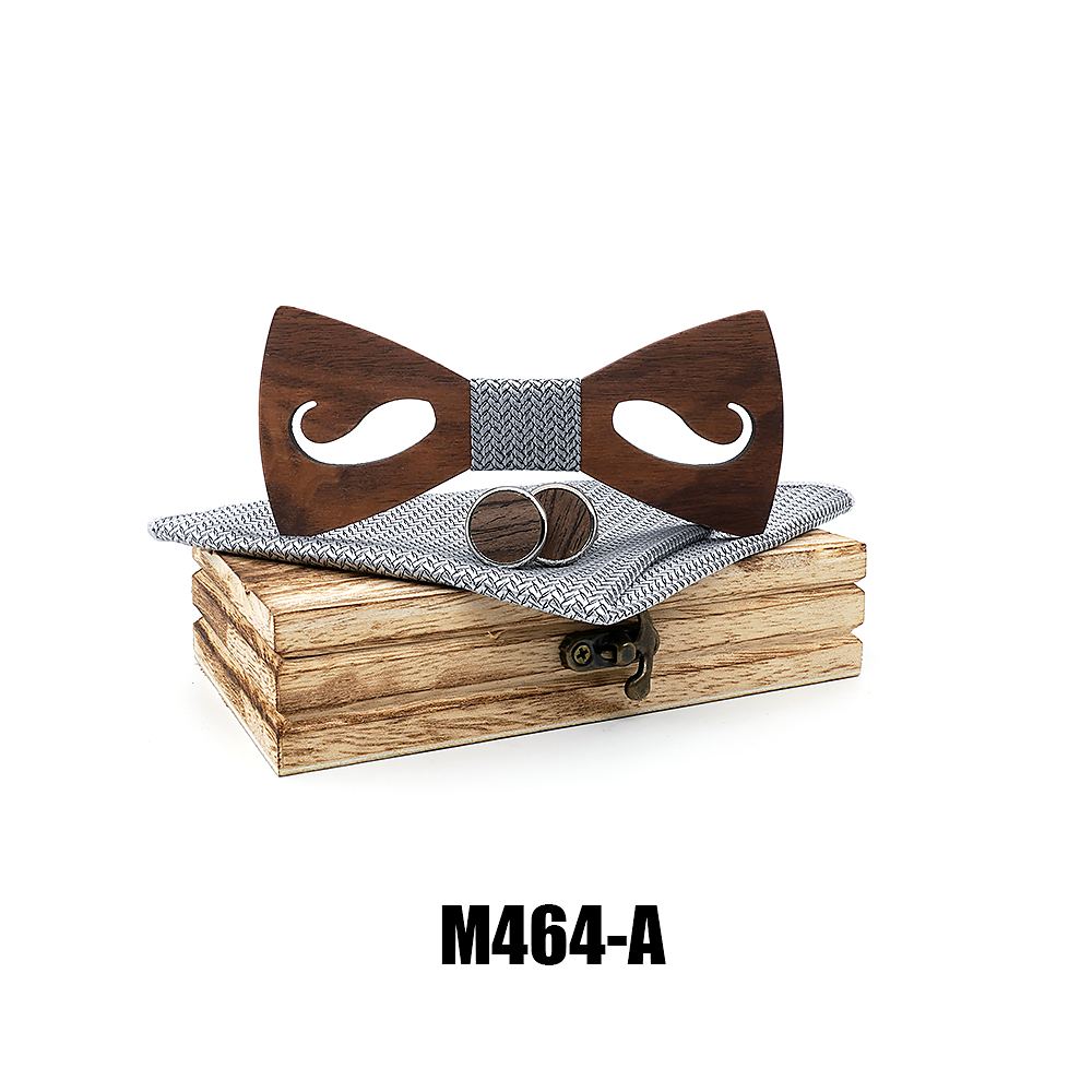 M464 M464  Mustache and Glasses Cutout Bow Tie Set, Walnut — colour A